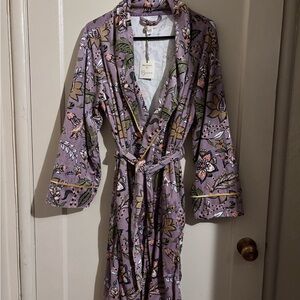Cost Plus World Market Purple and Green Pajama Robe